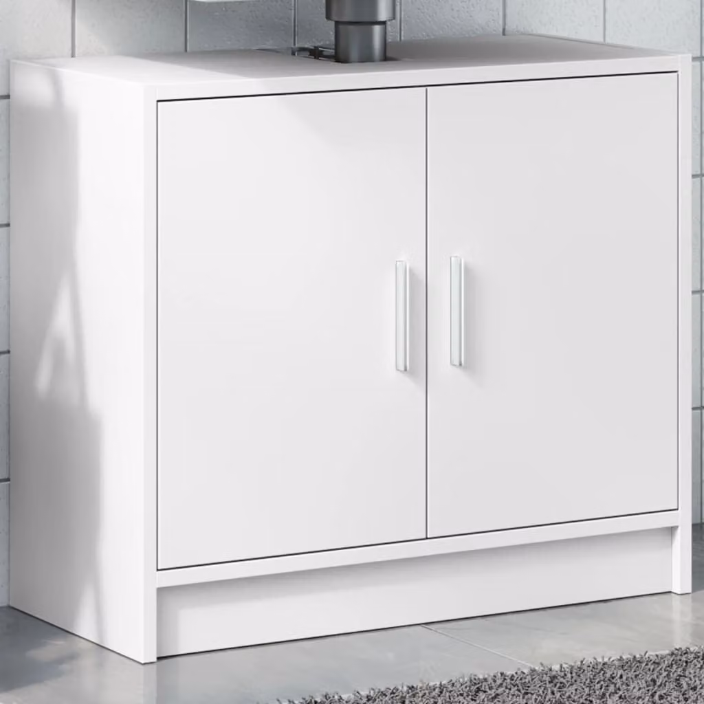 Mobile Lavabo Bianco vidaXL con Ante a Battente in MDF, L/P/H: 63 x 29 x 55 cm