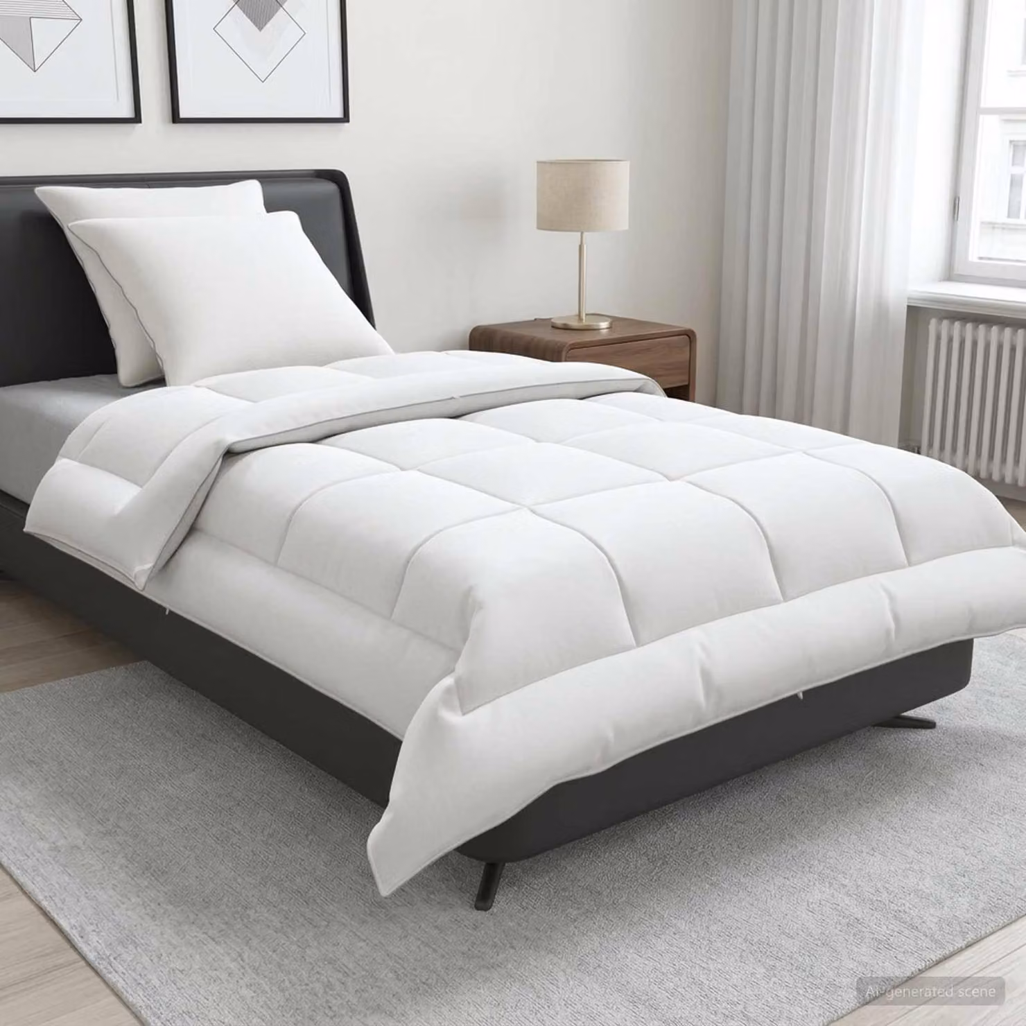 Set di piumone e cuscini 3 pz vidaXL in lana e microfibra, ideale per l'estate, bianco, 135x220 cm