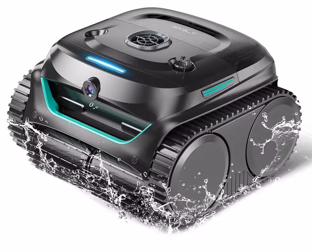 Robot pulitore per piscine - Modello C2 Vision - Senza fili - Batteria ricaricabile - Pulisce fondo, pareti e linea di galleggiamento - Giroscopio e telecamera - Controllo tramite app Bluetooth - Grado di protezione IPX8
