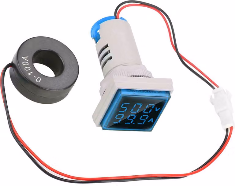 Display digitale a LED per la misurazione della tensione alternata e della corrente, 22 mm, 0-100 A (blu)