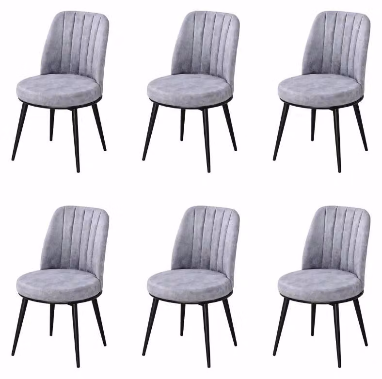 6 sedie, stile moderno, colore grigio, imbottite, comode, compatte, ideali per la sala da pranzo