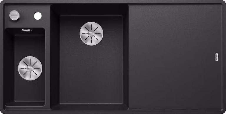 BLANCO AXIA III 6 S-F, SILGRANIT® PuraDur®, antracite, vasca a sinistra, con tagliere in legno