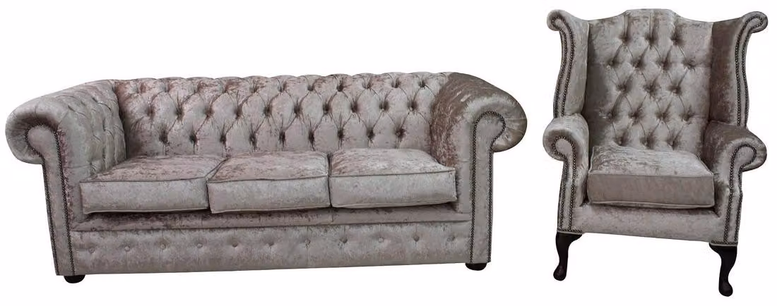 Chesterfield Design Sofagarnitur 3 Sitzer + Ohrensessel Couch Sofa Polster Set