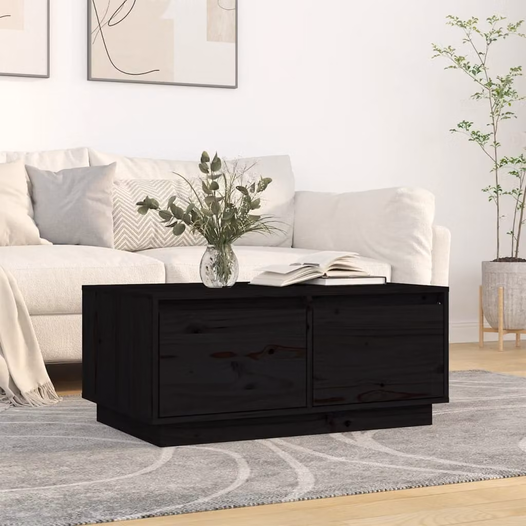 Maison Exclusive - Tavolino nero 80x50x35 cm in legno massello di pino