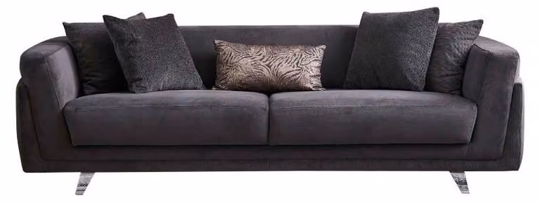 Dreisitzer Couch Sofa 3 Sitzer Grau Stoff Stoffsofa Polstersofa Design