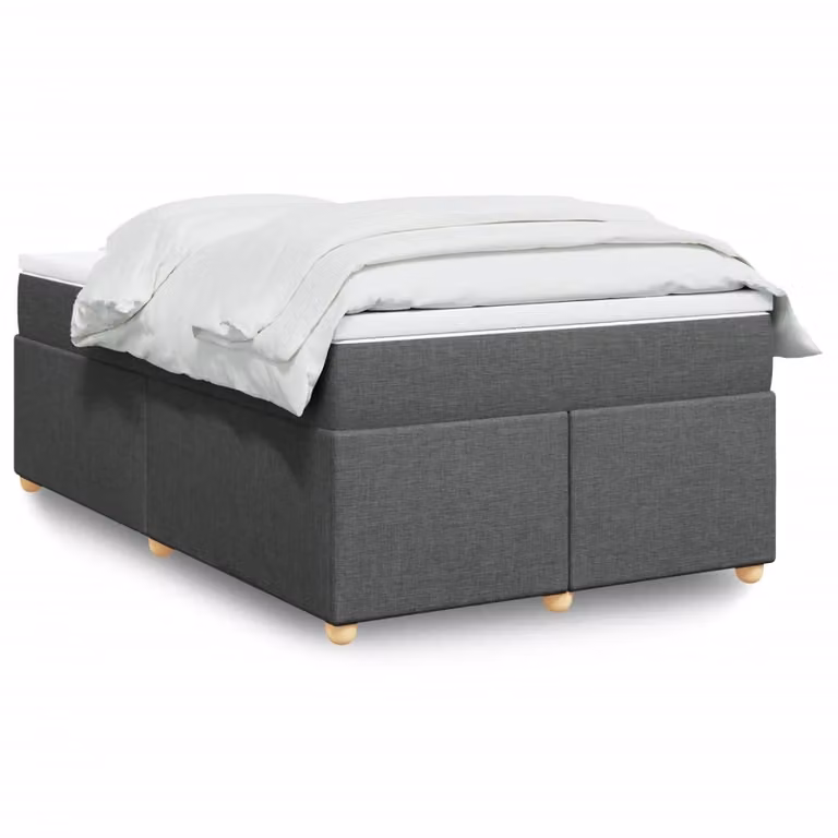 vidaXL Giroletto a Molle con Materasso Ibrido in Tessuto Grigio e Bianco L/P/H: 120 x 200 cm