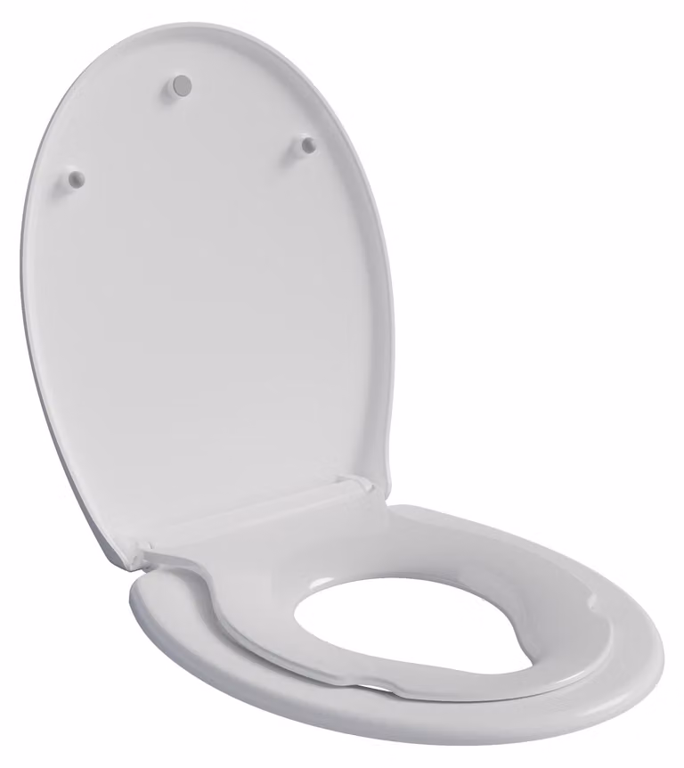 BERNSTEIN Sedile WC ovale per famiglie U2006 con sedile per bambini integrato, chiusura ammortizzata e funzione di sgancio rapido, antibatterico, bianco
