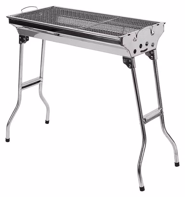 Barbecue a carbonella - Barbecue - Portatile - Pieghevole - Acciaio - Facile da pulire - Per 5+ persone - Campeggio e picnic - Argento