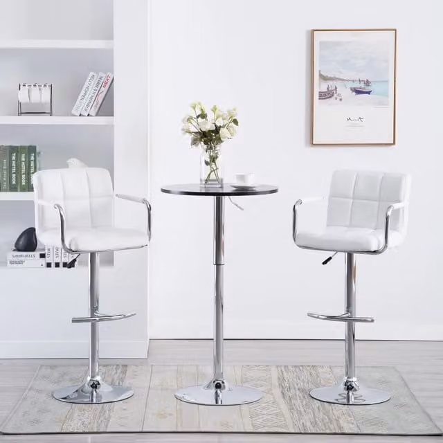 Set di 2 sgabelli da bar moderni vidaXL in similpelle bianca e metallo