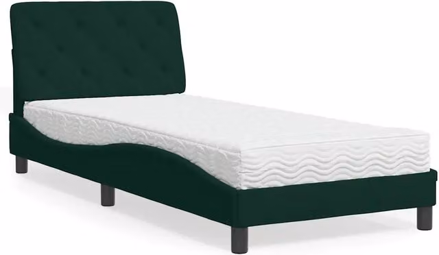 Letto con Materasso-Struttura Letto con Materasso Verde Scuro 80x200 cm in Velluto