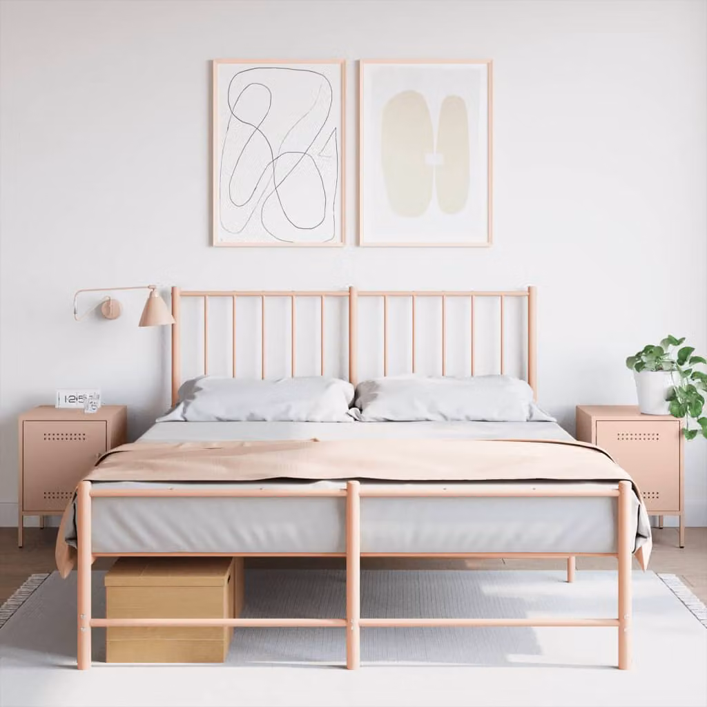 Set di 2 comodini vidaXL in metallo rosa da appendere al muro L: 36 cm, P: 39 cm, H: 50,5 cm