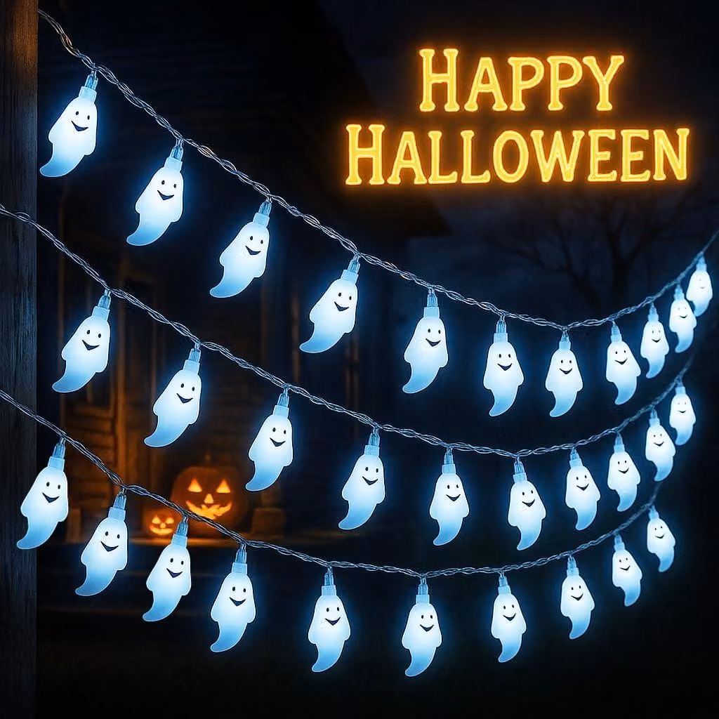 Catena luminosa a tema Halloween, lunghezza 3 metri, 20 LED, alimentazione a batteria