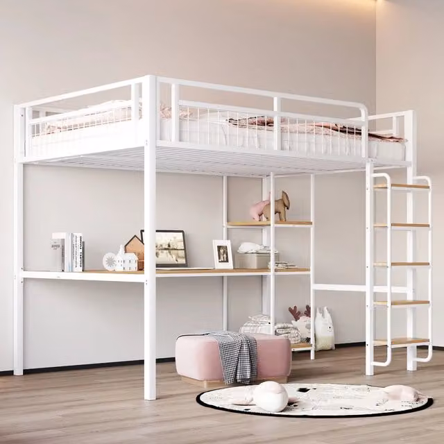 Letto a soppalco in metallo ¨C Minimal ¨C Bianco 140x200 cm
