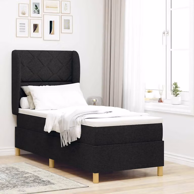 Letto ibrido con testiera vidaXL in tessuto nero L 80 cm x P 200 cm