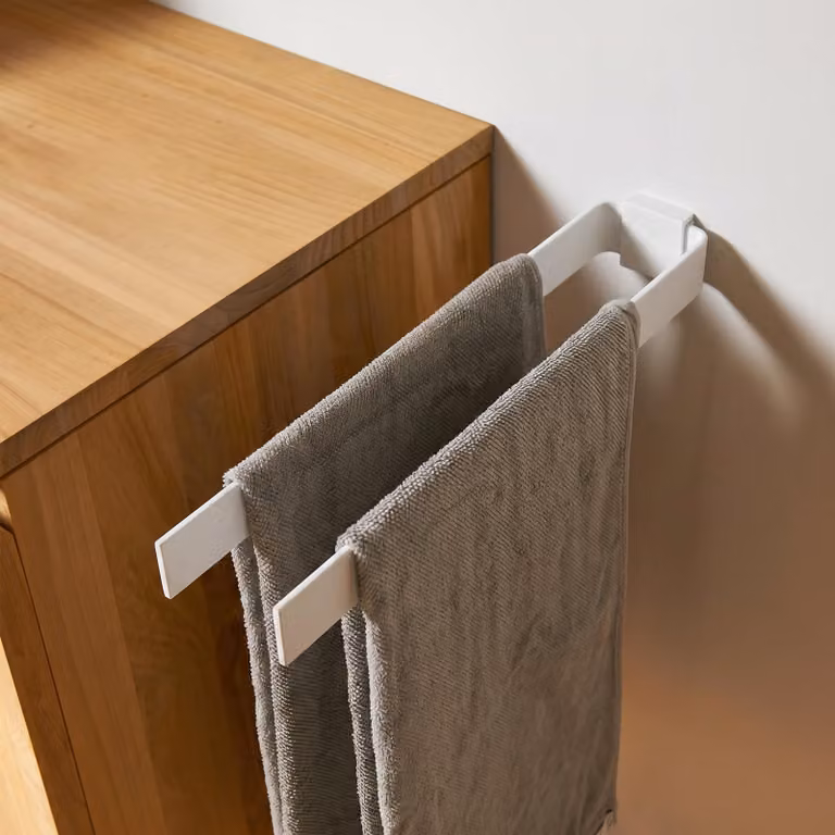 Portasciugamani a due bracci, 42 cm, bianco, da montare a parete