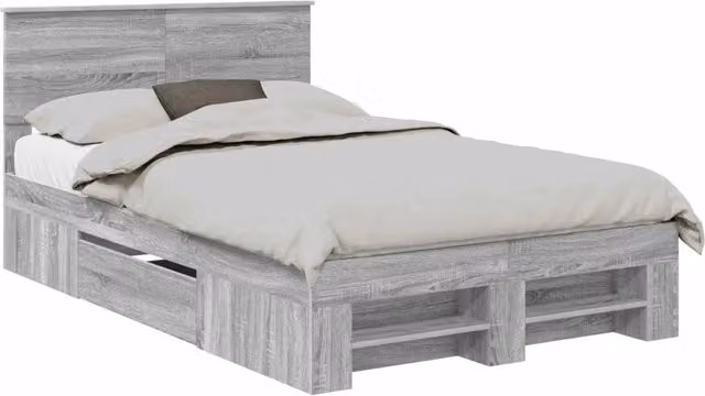 Letto matrimoniale | Letto per adulti | Struttura del letto con testiera Grigio Sonoma 137 x 203 cm