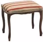 Panca imbottita in legno di faggio intagliato con fregi e tessuto multicolore a righe Mobili 2G L: 43 cm, P: 33 cm, H: 43 cm