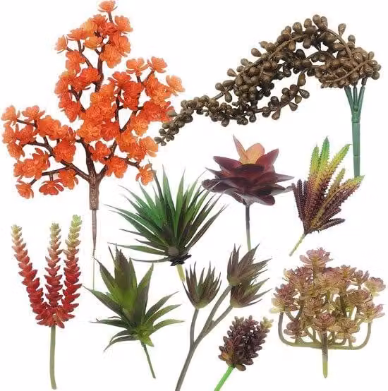 Set di fiori in plastica - 10 pezzi - Colori assortiti - Decorazione
