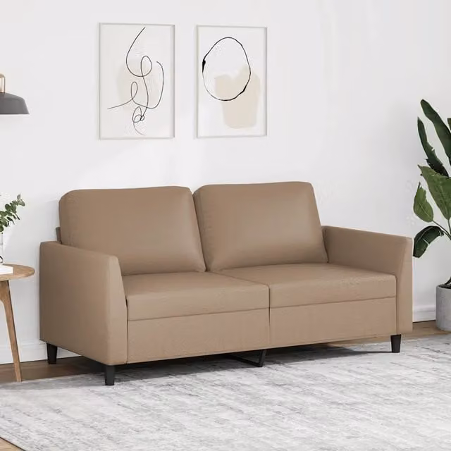 Divano a 2 posti moderno vidaXL in similpelle beige con struttura in metallo – 1