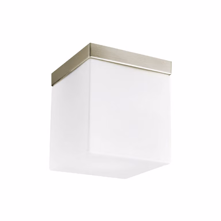 Plafoniera CUBIX 40W, nichel satinato/bianco opale, L: 20 L: 20 H: 22,5 cm, attacco E27, dimmerabile
