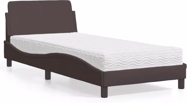 Letto con Materasso-Struttura Letto con Materasso Dover Marrone Scuro 80x200 cm in Tessuto
