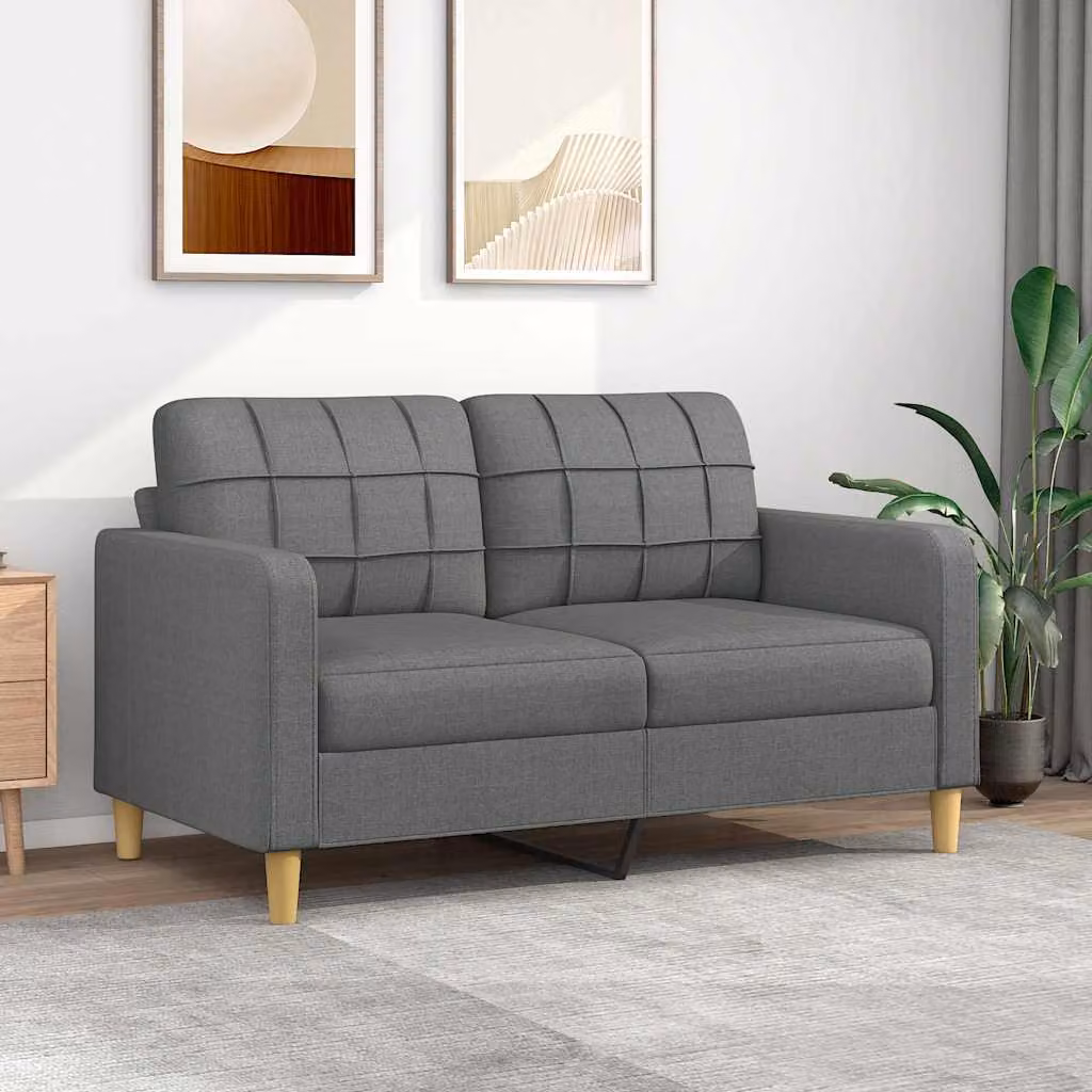vidaXL Divano a 2 Posti Moderno in Tessuto Grigio con Struttura in Metallo