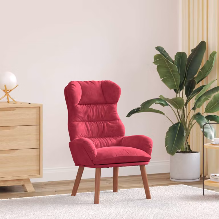 Poltrona moderna vidaXL in velluto rosso con braccioli, L: 69 cm, P: 74 cm, H: 93 cm