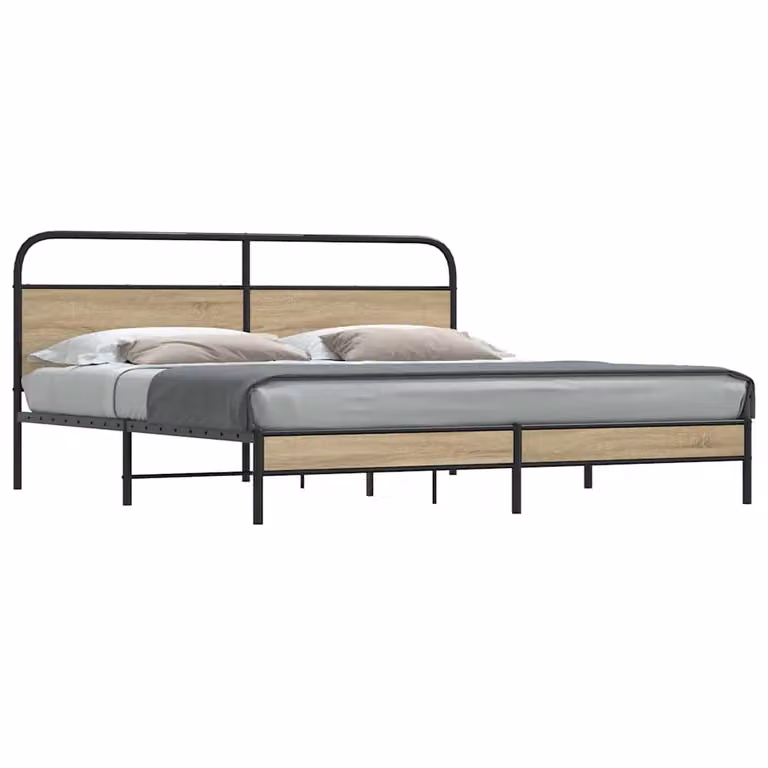 vidaXL Giroletto in Metallo e MDF Rovere Fumo L: 187 cm, P: 100 cm, H: 219 cm