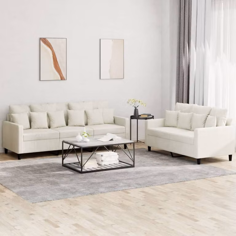 Maison Exclusive - Set divano a 2 posti con cuscini in velluto color crema