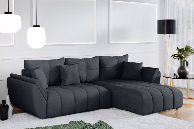 AX LIVING Divano angolare con funzione letto Antalya L Sofa Grey 280 cm