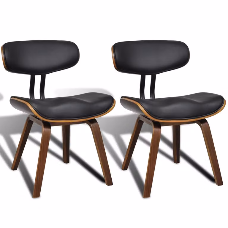 Sedie da Pranzo 2 pz in Legno Curvato e Pelle finta