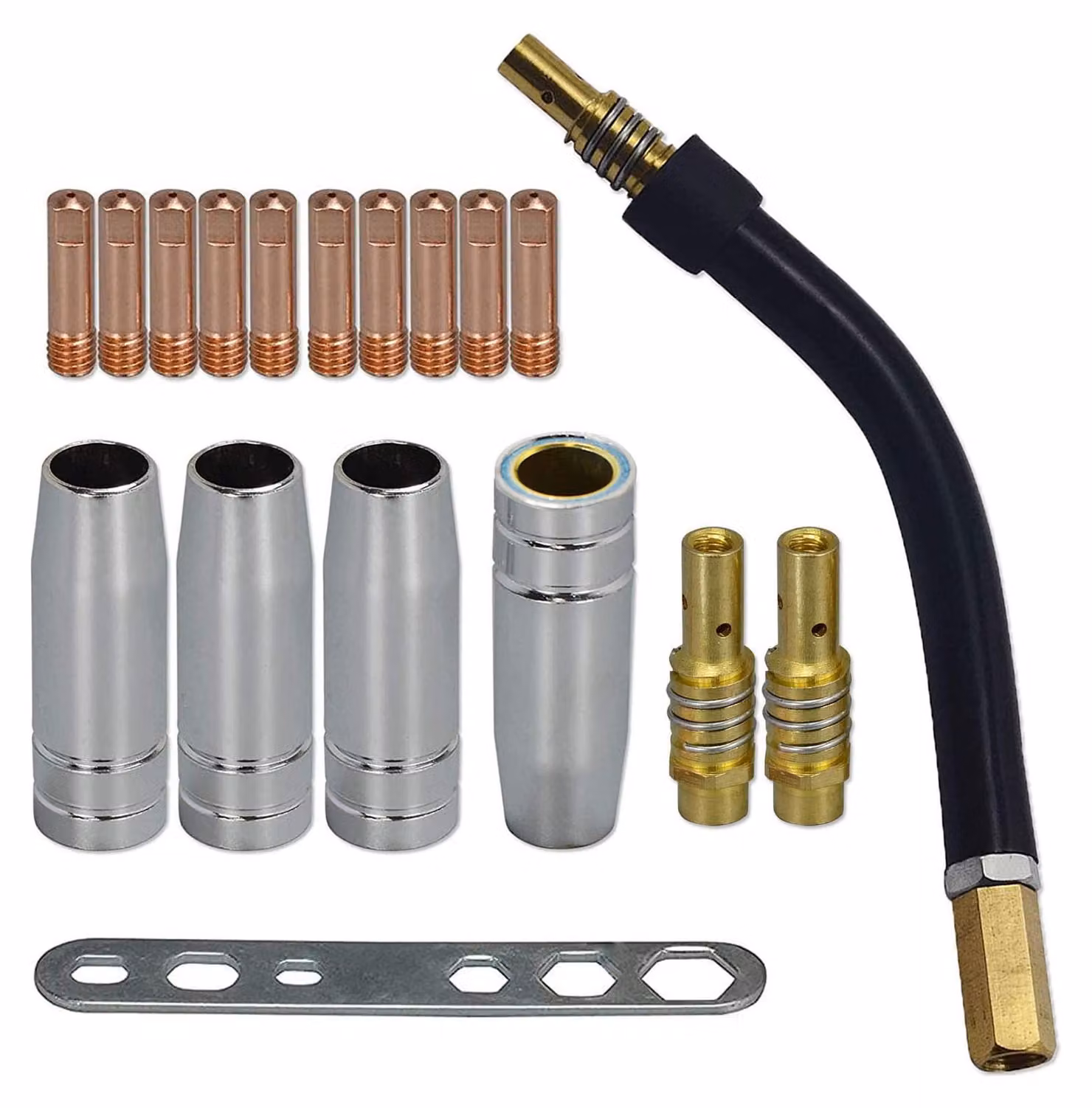 Contatto da 0,6 mm, modello M6, con supporto e ugelli per torcia di saldatura MIG