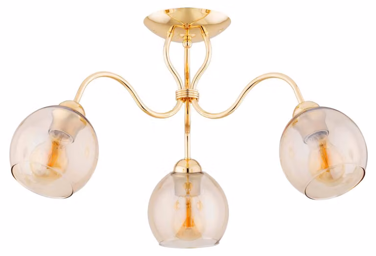 Lampada da soffitto ARIEL oro-ambra 3xE27x15W in metallo, dimensioni: 33x58x58 cm, IP20, Alfa