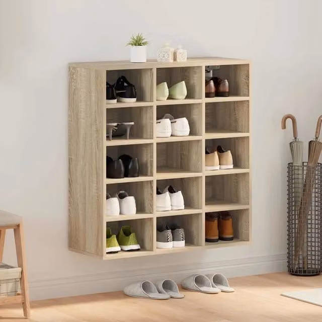 Scarpiera moderna vidaXL in legno color rovere, L: 77,5 cm, P: 30 cm, H: 83,5 cm – 1