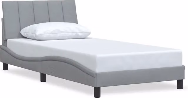 Letto singolo | Letto per adulti | Giroletto senza Materasso Hanko Grigio Chiaro 100x200 cm Tessuto