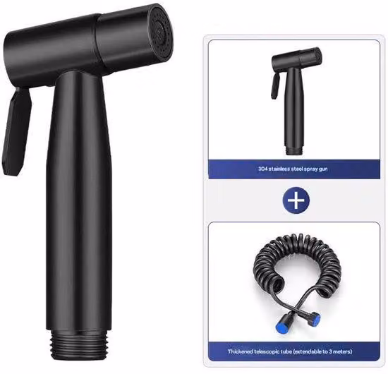 Rubinetto per bagno con soffione in acciaio inossidabile, doccetta, bidet, doccetta in acciaio inossidabile - nero