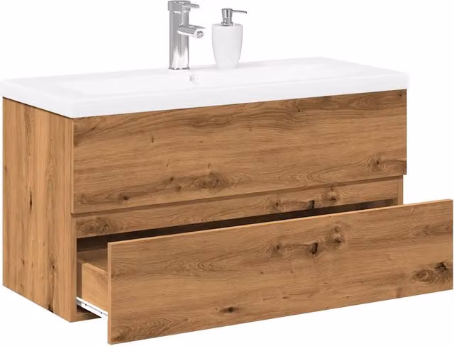 Mobile con Lavabo Integrat-Armadietto da Cucina-Lavandinoo Rovere Artigianale 233908