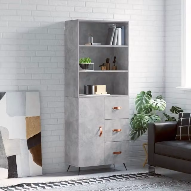Credenza Buffet Armadio da Cucina Design Mania Grigio Cemento L: 69,5 cm, P: 34 cm, H: 180 cm – 1