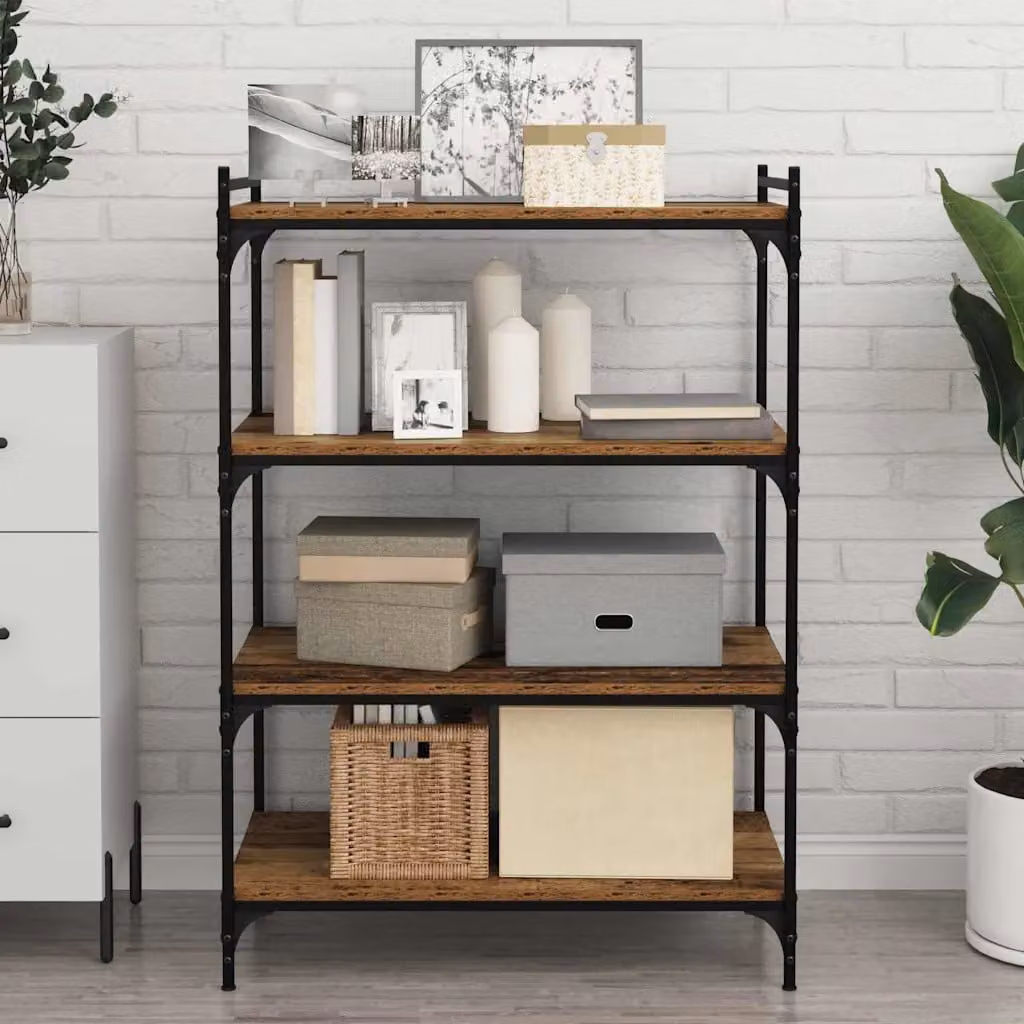 Set di 4 scaffali vidaXL a 3 livelli in legno ingegnerizzato marrone L: 80 cm, P: 40 cm, Spessore: 1,5 cm
