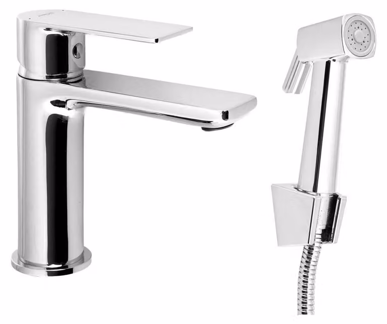 Rubinetto per lavabo con doccetta per WC, cromo