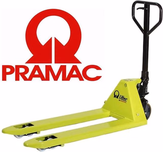 Transpallet manuale a doppio rullolo Pramac GS 25S4 giallo con forche 1150 x 525 mm e materiale in plastica capacità 2500 kg