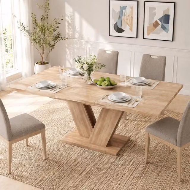 Tavolo da pranzo allungabile 140/180x80 cm in MDF color rovere