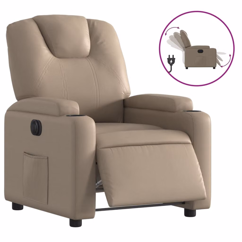 Poltrona Reclinabile Elettrica Cappuccino in Pelle finta