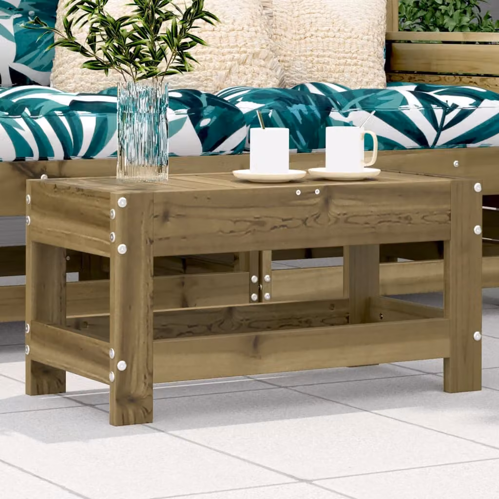 vidaXL Poggiapiedi da Giardino in Legno di Pino Trattato, Marrone, L 62 x P 30 x H 32 cm