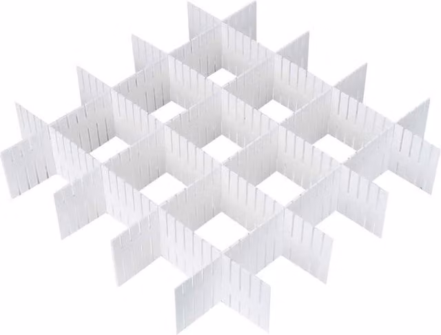 Set di 3 divisori per cassetti Feridras in plastica bianca L: 49,5 cm, P: 10 cm