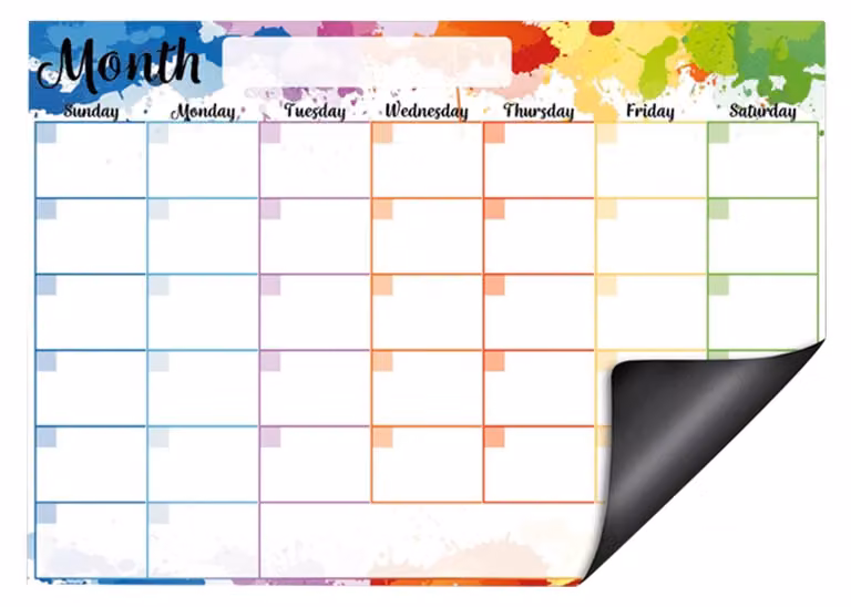 Calendario magnetico cancellabile a secco per l'organizzazione