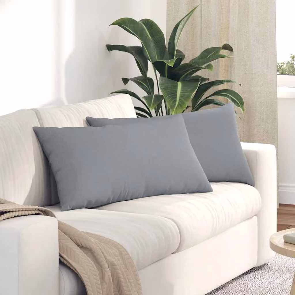 Set di 2 cuscini da divano vidaXL in tessuto grigio con rivestimento rimovibile, L 80 cm x P 40 cm x H 40 cm