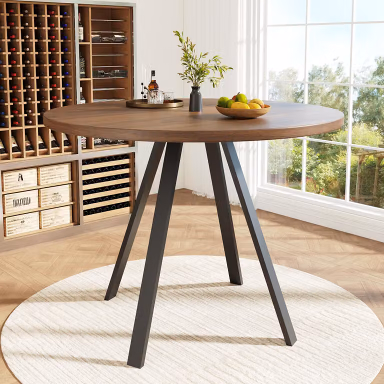 Tavolo da pranzo 80 x 80 cm - Design moderno con gambe in metallo, finitura noce