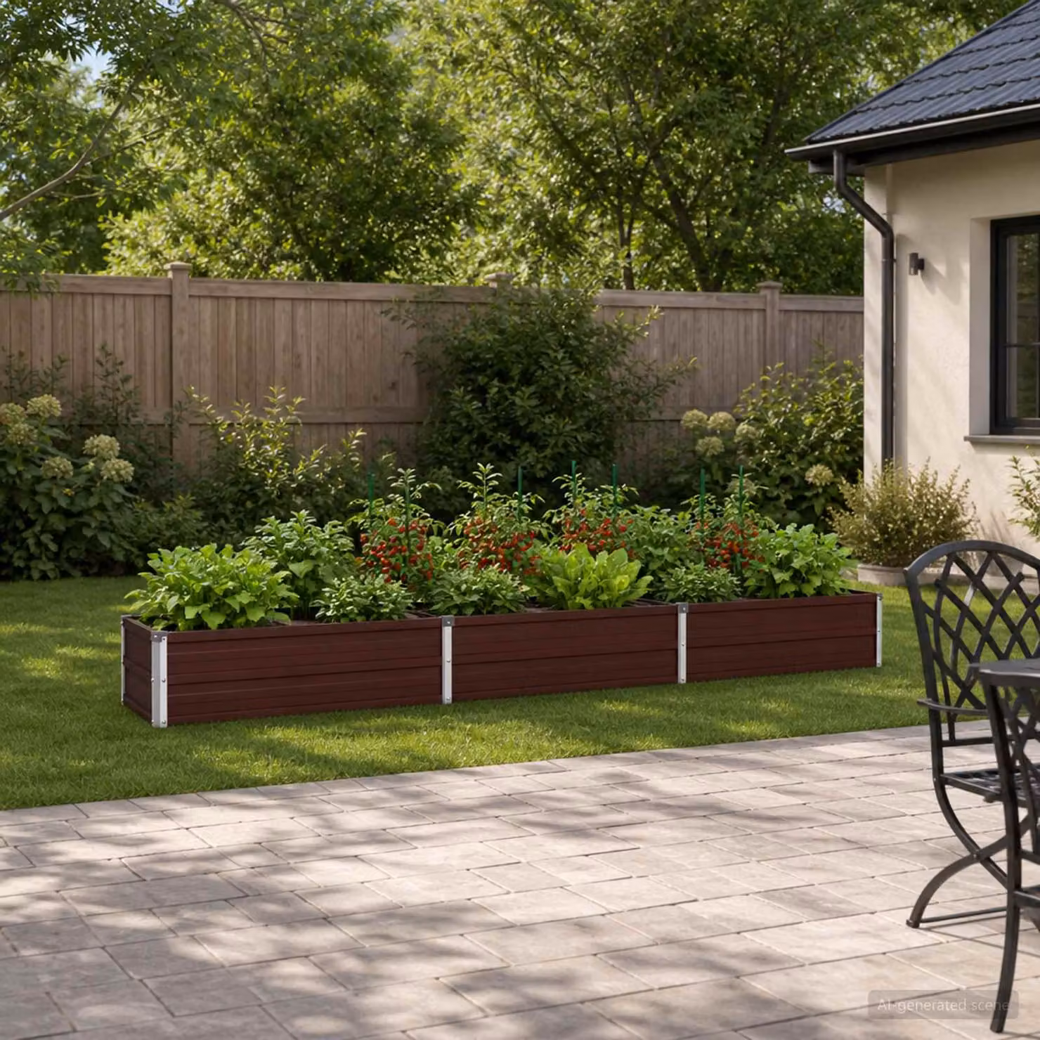 Letto rialzato da giardino vidaXL in metallo Corten marrone L: 240 cm, P: 40 cm, H: 24 cm