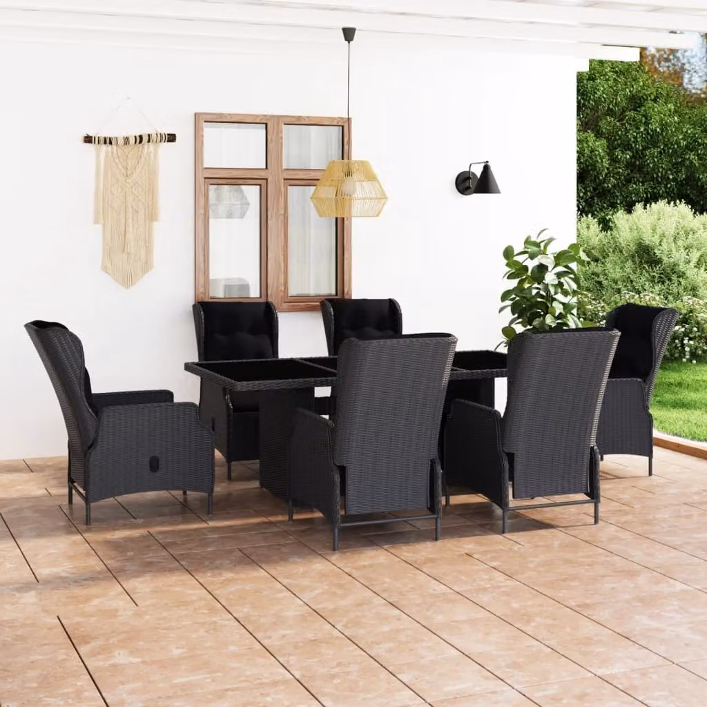 Maison Exclusive - Set da pranzo da giardino da 7 pezzi con cuscini in rattan sintetico grigio scuro